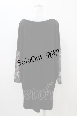 画像2: Qutie Frash / プリント切替ドルマンカットソー  ブラック H-25-11-01-1034-QU-TO-KB-ZH