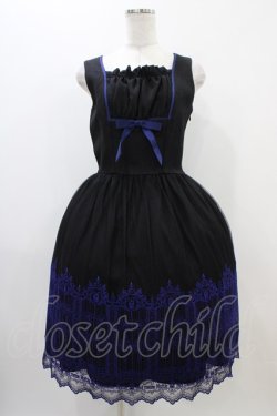 画像1: Moi-meme-Moitie / 燭台エンブレムゲートジャンパースカート  黒×青 H-25-11-01-1009-MO-OP-KB-ZH