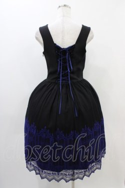 画像2: Moi-meme-Moitie / 燭台エンブレムゲートジャンパースカート  黒×青 H-25-11-01-1009-MO-OP-KB-ZH