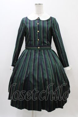 画像1: Jane Marple / Regimental stripe lycee onepice  グリーン H-25-11-01-1016-JM-OP-KB-ZH