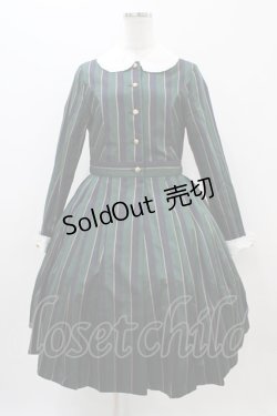 画像1: Jane Marple / Regimental stripe lycee onepice  グリーン H-25-11-01-1016-JM-OP-KB-ZH