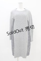 Jane Marple Dans Le Salon / アランニットとシャギーチェックのドレス  グレー×ネイビー H-25-11-01-1018-JM-OP-KB-ZH