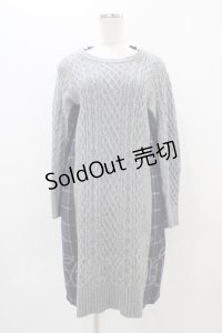 Jane Marple Dans Le Salon / アランニットとシャギーチェックのドレス  グレー×ネイビー H-25-11-01-1018-JM-OP-KB-ZH