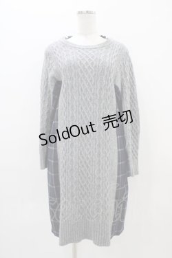 画像1: Jane Marple Dans Le Salon / アランニットとシャギーチェックのドレス  グレー×ネイビー H-25-11-01-1018-JM-OP-KB-ZH