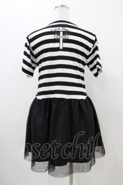 画像2: LISTEN FLAVOR / Unity Crossレースアップチュールドレス  黒×白 H-25-11-01-1020-PU-OP-KB-ZH