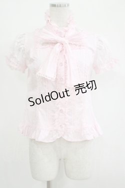 画像1: Angelic Pretty / ロマンティック立ち襟ボウタイブラウス Free ピンク H-25-11-01-054-AP-BL-NS-ZH