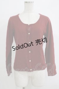 axes femme / パールボタンカーディガン M ボルドー H-25-11-01-068-AX-TO-NS-ZH