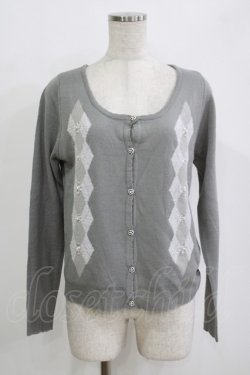 画像1: axes femme / アーガイルカーディガン M グレー H-25-11-01-070-AX-TO-NS-ZH