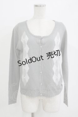 画像1: axes femme / アーガイルカーディガン M グレー H-25-11-01-070-AX-TO-NS-ZH