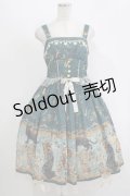 metamorphose / 黒猫と魔法の地図リボンジャンパースカート サイズ1 グリーン H-25-11-01-008-ME-OP-NS-ZH