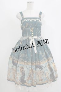 metamorphose / 黒猫と魔法の地図リボンジャンパースカート サイズ1 グリーン H-25-11-01-008-ME-OP-NS-ZH