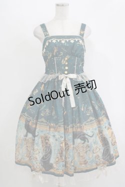 画像1: metamorphose / 黒猫と魔法の地図リボンジャンパースカート サイズ1 グリーン H-25-11-01-008-ME-OP-NS-ZH