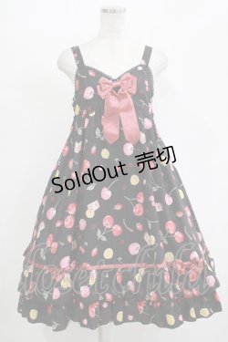画像1: metamorphose / floating heart cherryベビードールジャンパースカート Free ブラック H-25-11-01-010-ME-OP-NS-ZH