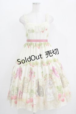 画像1: BAROQUE / Strawberry field’s Cats イチゴ畑の猫たちジャンパースカート M 生成り H-25-11-01-011-EL-OP-NS-ZH