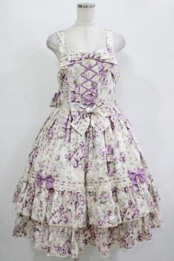 画像1: metamorphose / 【プラスサイズ】メアリーはしごレースジャンパースカート プラスサイズ アンティークラベンダー H-25-11-01-018-ME-OP-NS-ZH