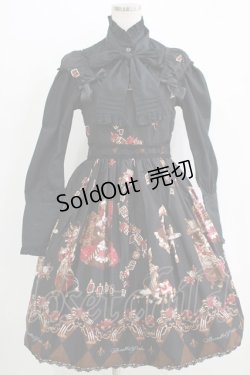 画像1: ALICE and the PIRATES / ワンダーラビットのマジカルトランプティーパーティ柄ジャンパースカートセット Free ブラック H-25-11-02-1001-PA-OP-NS-ZH