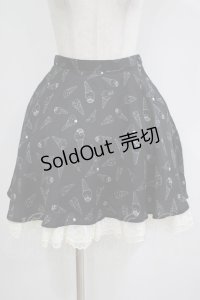 E hyphen world gallery / アイス柄スカート M ブラック H-25-11-02-1042-LO-SK-NS-ZH