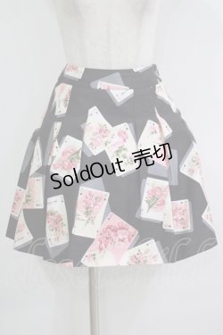 画像1: JESUS DIAMANTE / 新JAPON DOLLスカート 38 新トランプ薔薇ブラック H-25-11-02-1044-JE-SK-NS-ZH