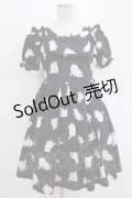 Ank Rouge / キャットプリントカットワンピース M ブラック H-25-11-02-1046-CA-OP-NS-ZH