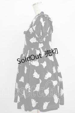 画像2: Ank Rouge / キャットプリントカットワンピース M ブラック H-25-11-02-1046-CA-OP-NS-ZH