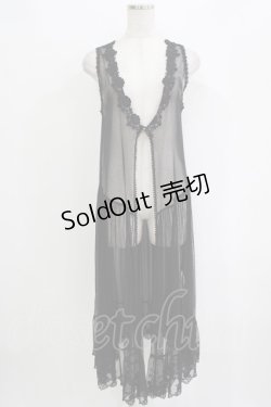 画像1: axes femme / ロングジレ付きカーディガン M ブラック H-25-11-02-1051-AX-TO-NS-ZH