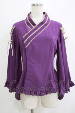 画像1: metamorphose / 着物合わせ風ブラウス サイズ1 パープル H-25-11-02-1055-ME-BL-NS-ZH