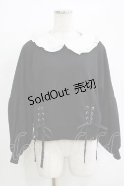 画像1: Secret Honey / 襟付きレースアップトップス Free ブラック H-25-11-02-1063-CA-TO-NS-ZH