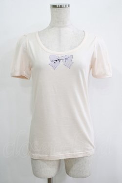 画像1: Fi.n.t / ストライプリボンTシャツ Free ピンク H-25-11-02-1064-CA-TS-NS-ZH