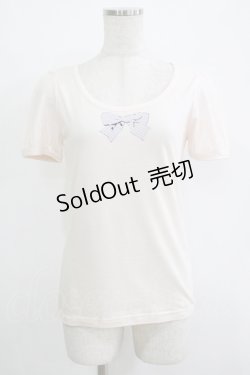 画像1: Fi.n.t / ストライプリボンTシャツ Free ピンク H-25-11-02-1064-CA-TS-NS-ZH