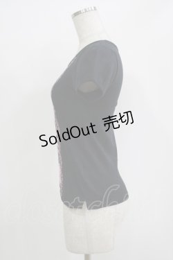 画像2: Angelic Pretty / グリッターリボンレースプリントTシャツ Free ブラック/ピンク H-25-11-02-1065-AP-TS-NS-ZH