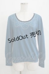 axes femme / パール使いプルオーバー M ブルー H-25-11-02-1070-AX-TO-NS-ZH