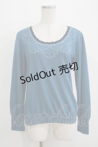 axes femme / パール使いプルオーバー M ブルー H-25-11-02-1070-AX-TO-NS-ZH