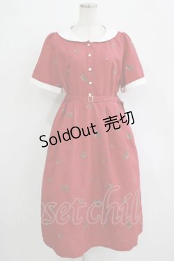 画像1: axes femme / さくらんぼ刺繍ワンピース Free レッド H-25-11-02-1012-AX-OP-NS-ZH