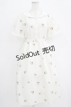 画像1: axes femme / さくらんぼ刺繍ワンピース Free オフ H-25-11-02-1013-AX-OP-NS-ZH