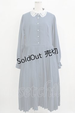 画像1: m petit by misako / AM*レースエリプリーツワンピース LL ブルー H-25-11-02-1015-LO-OP-NS-ZH