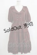 axes femme / ラッフル襟チェックワンピース M レッド H-25-11-02-1019-AX-OP-NS-ZH
