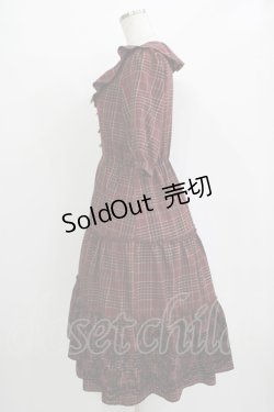 画像2: axes femme / ラッフル襟チェックワンピース M レッド H-25-11-02-1019-AX-OP-NS-ZH