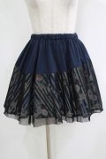 gouk / レイヤード和柄ストライプミニスカート  紺 H-25-11-03-027-GO-SK-KB-ZH