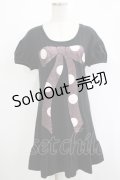 【SALE】Emily Temple cute / ドットリボンプリントカットソーワンピース  黒 H-25-11-03-030-ET-OP-KB-ZT383