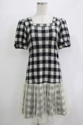 Emily Temple cute / 裾チュールギンガムワンピース  ブラック H-25-11-03-031-ET-OP-KB-ZH