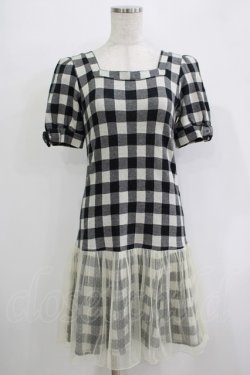 画像1: Emily Temple cute / 裾チュールギンガムワンピース  ブラック H-25-11-03-031-ET-OP-KB-ZH