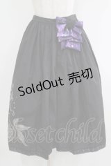 gouk / サクラリボンブローチ付袴スカート  黒 H-25-11-03-004-GO-SK-KB-ZH