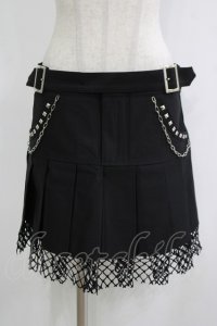 DARK IN LOVE / Rock girl studded pleated net mini skirt M ブラック H-25-11-03-038-PU-SK-KB-ZH