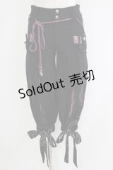 Ozz oneste / プリント刺繍パンツ  黒×紫 H-25-11-03-040-OO-PA-KB-ZH