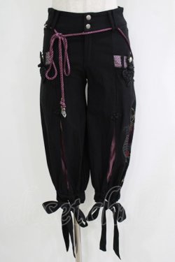 画像1: Ozz oneste / プリント刺繍パンツ  黒×紫 H-25-11-03-040-OO-PA-KB-ZH