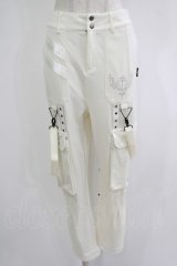 Ozz conte / リブ切替刺繍パンツ  白 H-25-11-03-043-OO-PA-KB-ZH