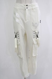 Ozz conte / リブ切替刺繍パンツ  白 H-25-11-03-043-OO-PA-KB-ZH