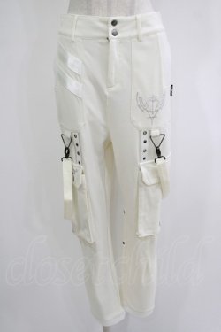 画像1: Ozz conte / リブ切替刺繍パンツ  白 H-25-11-03-043-OO-PA-KB-ZH