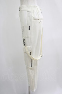 画像2: Ozz conte / リブ切替刺繍パンツ  白 H-25-11-03-043-OO-PA-KB-ZH