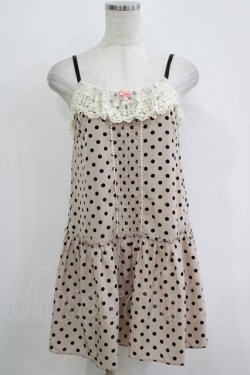 画像1: Emily Temple cute / ドットピンタックサロペットパンツ  ピンクベージュ H-25-11-03-047-ET-PA-KB-ZH